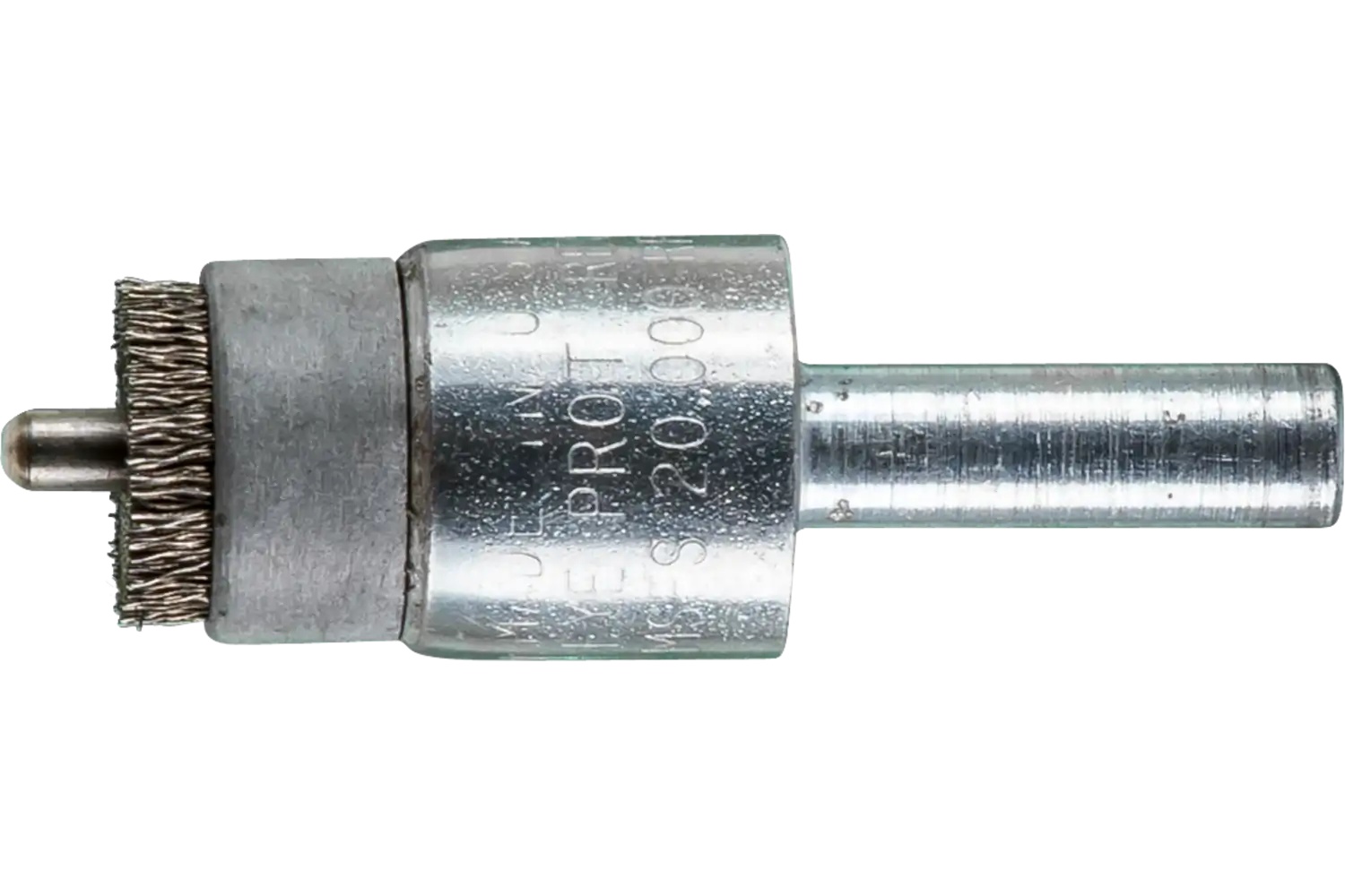 Picture of Pferd Pilot End Brush 1/2" Dia. .004 Stainless Steel Wire, 1/4 Shank, 1/8 Pilot Dia.